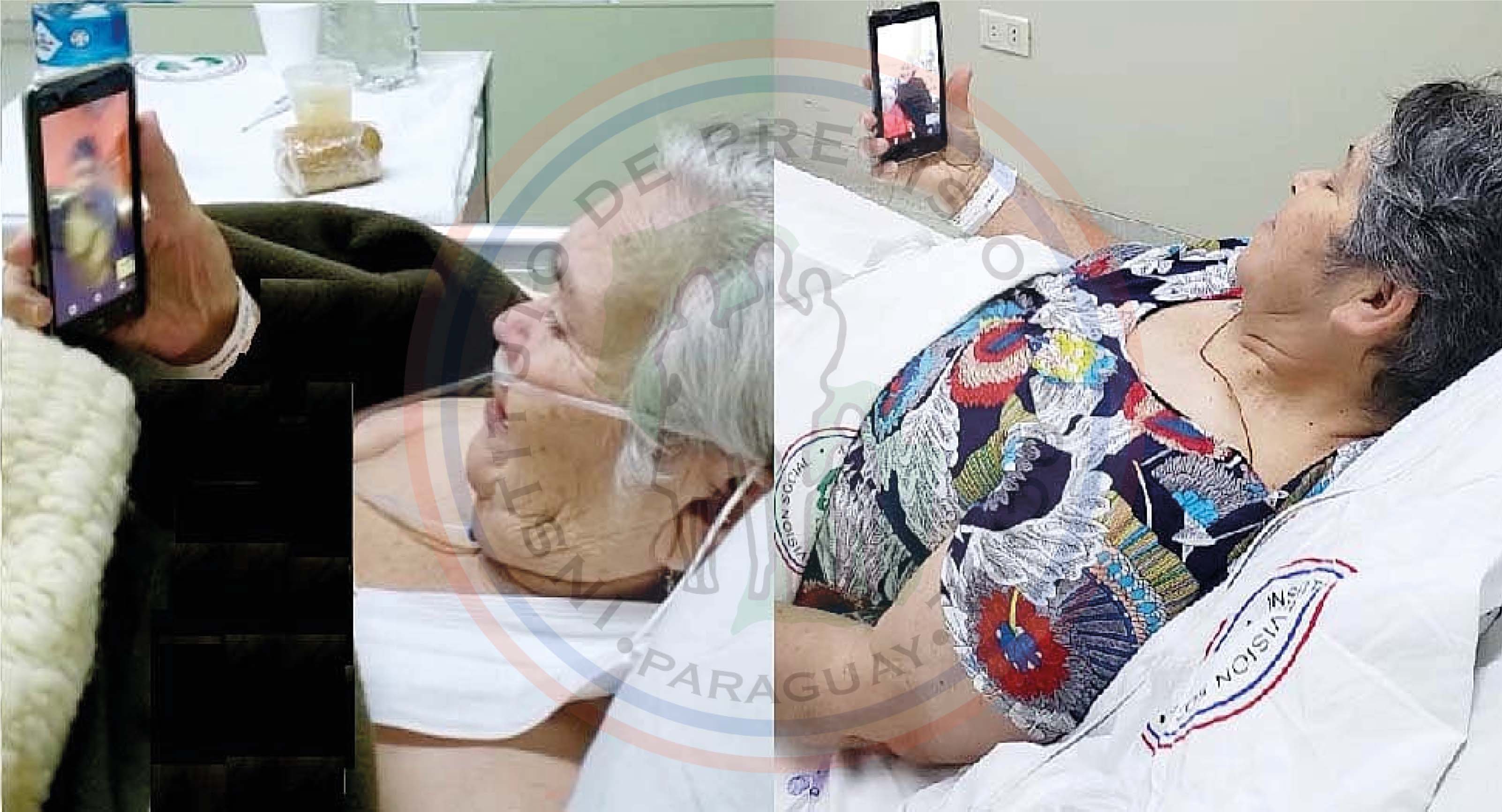 Pacientes internados del Hospital Geriátrico se comunican mediante televisita