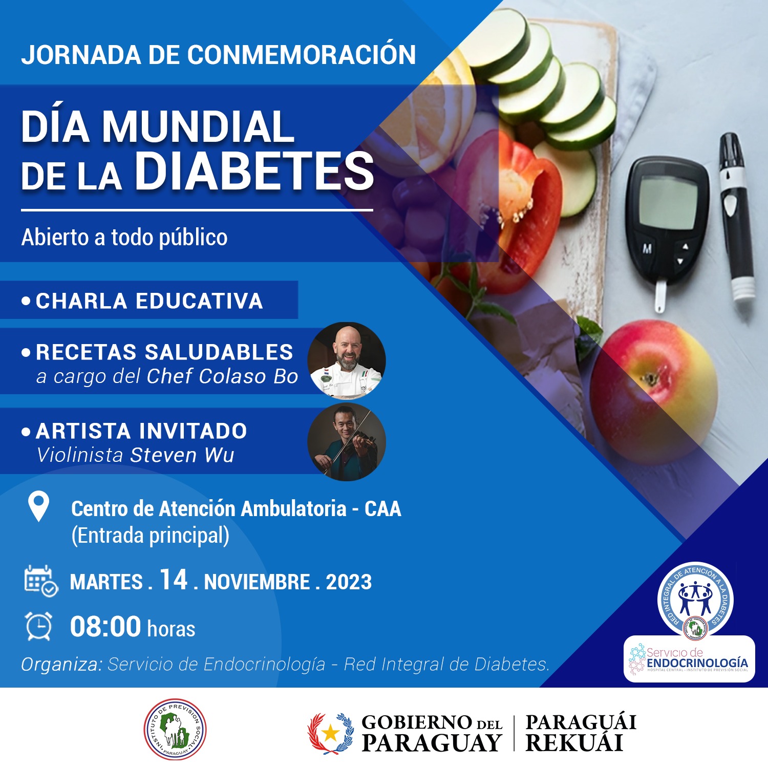 Con recetas saludables y artistas invitados se conmemorará Día Mundial de la lucha contra la Diabetes