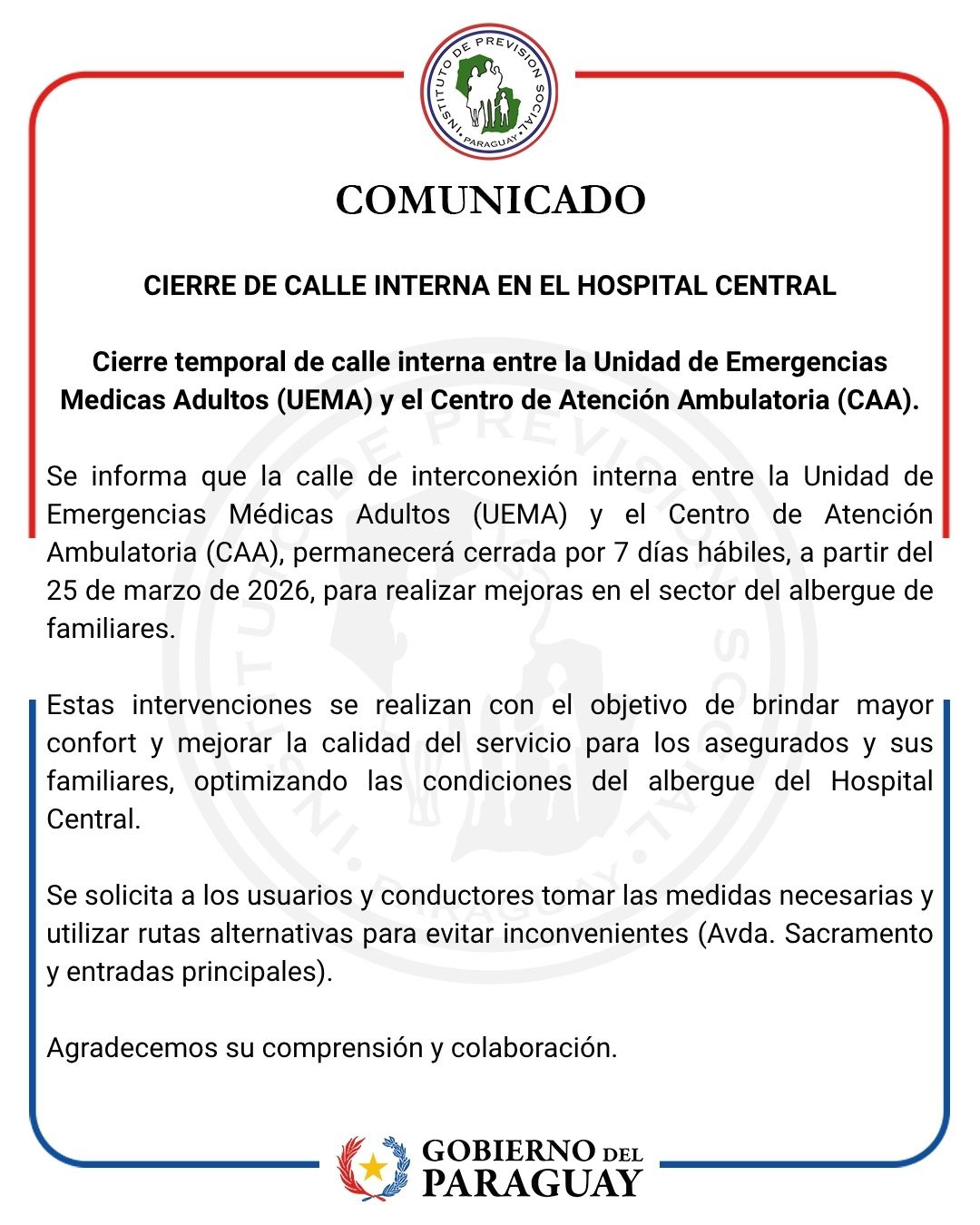 Cierre temporal de calles internas