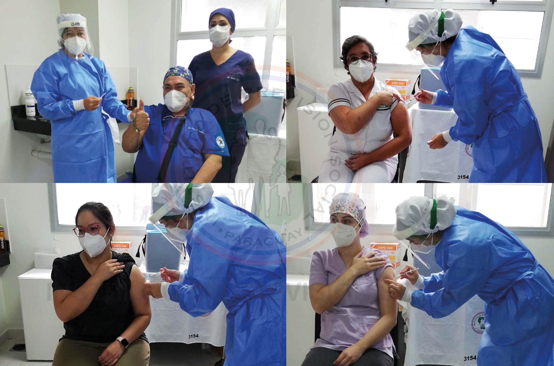 Personal de blanco reciben las Vacunas contra el Covid-19 en el Hospital Central 