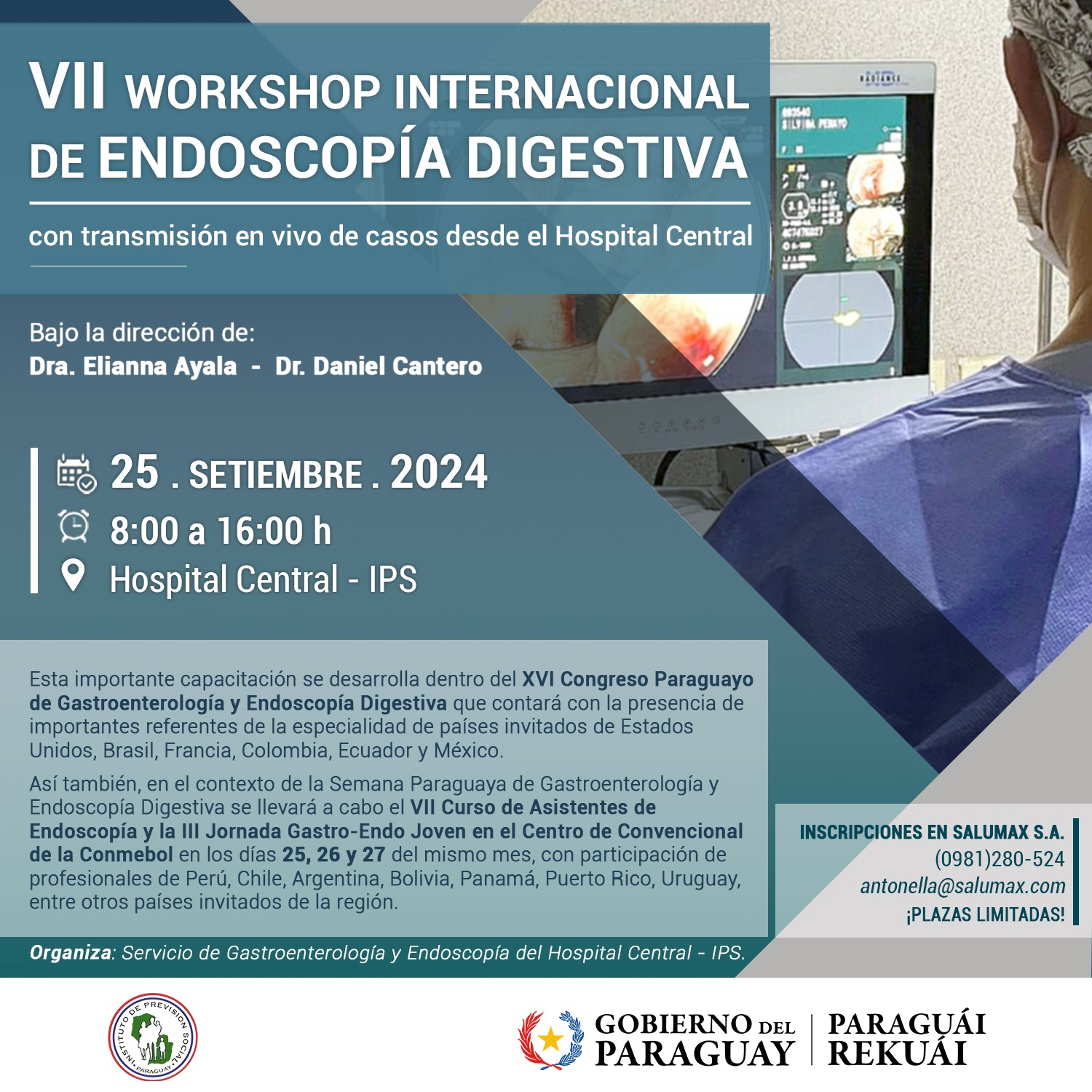 VII workshop internacional de endoscopía digestiva será con transmisión en vivo de casos desde el Hospital Central