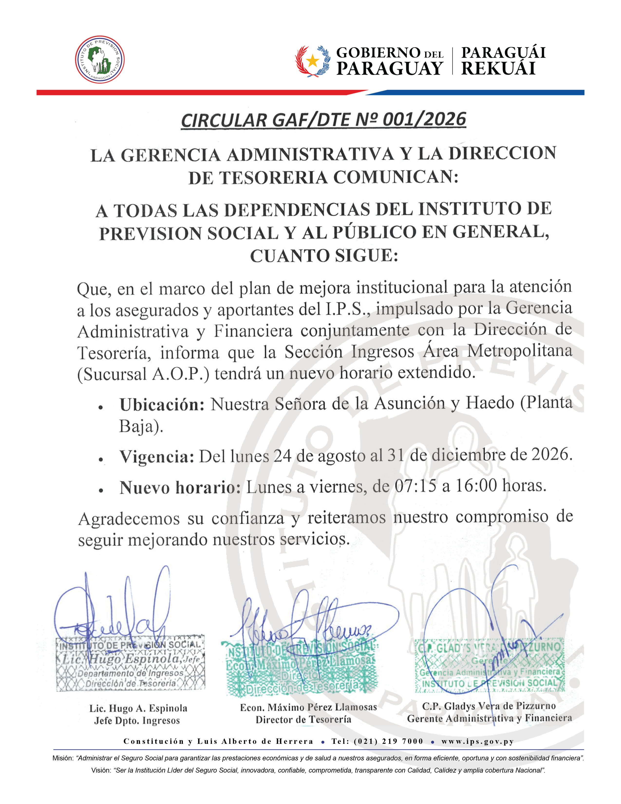 Circular GAF/DTE NÂ° 001/2026