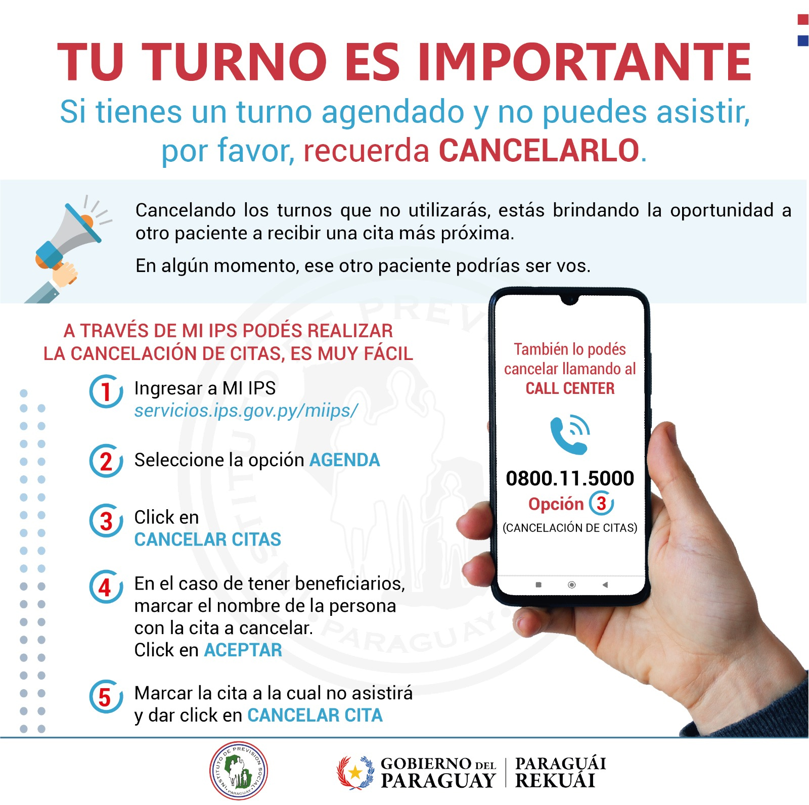 IPS te recuerda cancelar tus citas si no las vas a utilizar